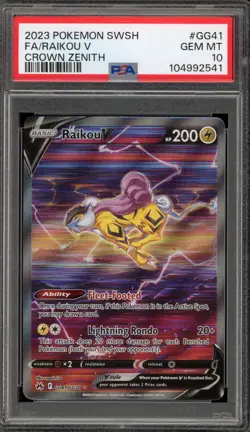 Pokemon Raikou V Crown Zenith Galarian Gallery Full Art #GG41 PSA 10 Gem Mint - Image 1