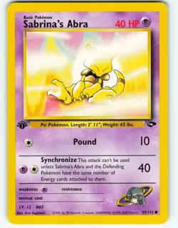 Sabrina's Abra - 1st Edition - 93/132 Gym Challenge - Pokemon TCG - 2000 - Image 1