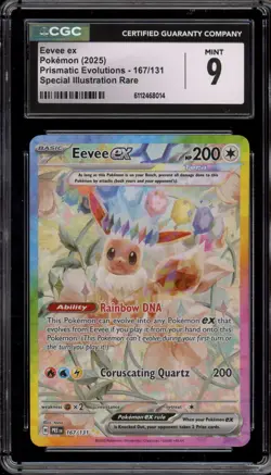 Pokemon Eevee ex Prismatic Evolutions Special Illustration Rare #167 CGC 9 Mint - Image 1