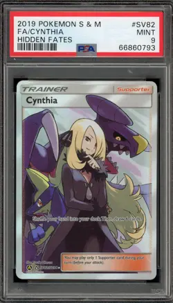 Pokemon Cynthia Hidden Fates Full Art #SV82 PSA 9 Mint - Image 1