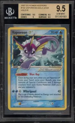 Pokemon Vaporeon Gold Star EX Power Keepers Holo Ultra Rare #102 BGS 9.5 - Image 1