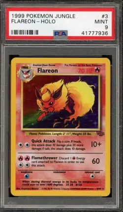 Pokemon Flareon Jungle Unlimited Holo Rare #3 PSA 9 Mint - Image 1