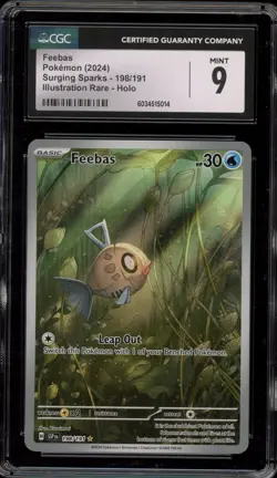 Pokemon Feebas Surging Sparks Illustration Rare #198 CGC 9 Mint - Image 1