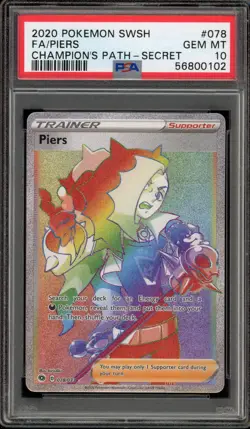 Pokemon Piers Champion's Path Secret Rare #078 PSA 10 Gem Mint - Image 1