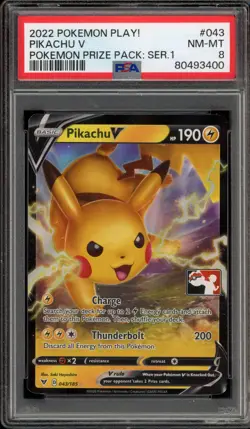 Pokemon Pikachu V Pokemon Prize Pk. Series 1 PLAY! Holo Rare Promo #043 PSA 8 - Image 1