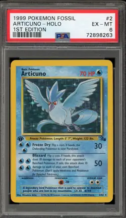 Pokemon Articuno Fossil 1st Edition Holo Rare #2 PSA 6 - Image 1