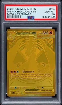 2026 POKEMON ASC EN-ASCENDED HEROES MEGA HYPER RARE MEGA CHARIZARD Y EX PSA 10 - Image 1