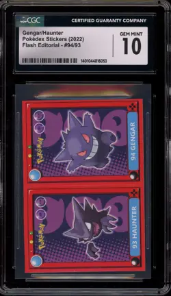 Pokemon Gengar/Haunter Pokedex Stickers Flash Editorial #94 CGC 10 Gem Mint - Image 1