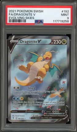 Pokemon Dragonite V Evolving Skies Full Alt Art #192 PSA 9 Mint - Image 1