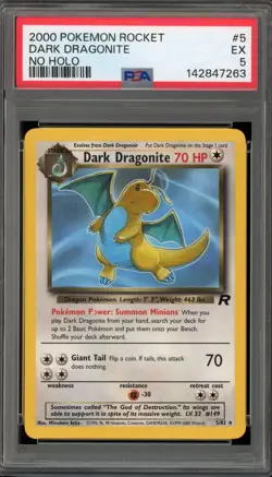 Pokemon Dark Dragonite Team Rocket Unlimited Rare #5 NO HOLO ERROR PSA 5 - Image 1