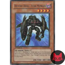 Yugioh Destiny HERO - Fear Monger DP05-EN009 Rare 1st Edition LP - Image 1
