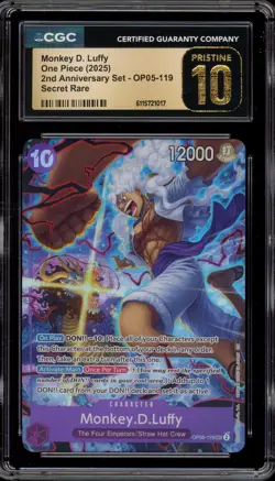 One Piece CCG Monkey.D.Luffy 2nd Ann. Set Secret Rare OP05-119 CGC 10 Pristine - Image 1