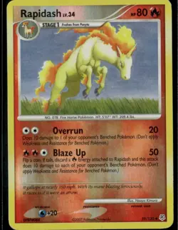 Rapidash Uncommon Diamond and Pearl 59/130 Fire Reverse Holo Pokemon Card - Image 1