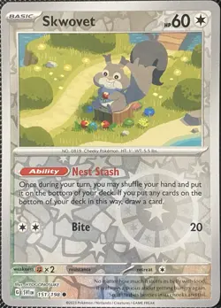 Skwovet 151/198 SV01: Scarlet & Violet Base Set Reverse Holo - Pokemon Card - Image 1