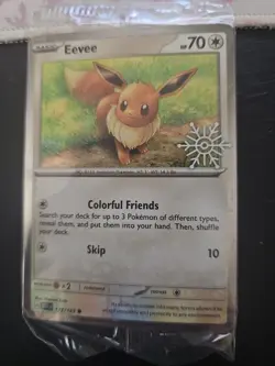 EEVEE 133/165 Pokemon TCG Holiday Calendar 2025 Holo Festive Stamp Promo Card - Image 1