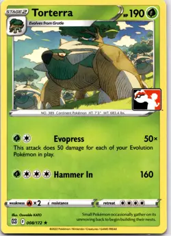 Pokemon TCG Torterra 008/172 Prize Pack Series Card Non Holo Near Mint - Image 1