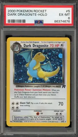 Pokemon Dark Dragonite Team Rocket Unlimited Holo Rare #5 PSA 6 - Image 1