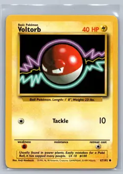 Voltorb 67/102 Common Base Set Unlimited Pokemon Keiji Kinebuchi NM - Image 1