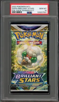Pokemon Brilliant Stars Whimsicott Art Sealed Booster Pack PSA 10 Gem Mint - Image 1