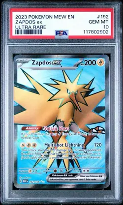 2023 Pokemon MEW 192 Zapdos ex Ultra Rare PSA 10 Gem Mint - Image 1