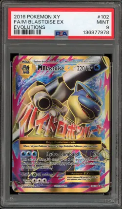 Pokemon M Blastoise EX XY Evolutions Full Art #102 PSA 9 Mint - Image 1