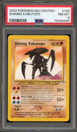 Pokemon Shining Kabutops Neo Destiny Unlimited Holo Secret Rare #108 PSA 8 - Image 1
