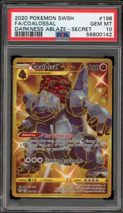Pokemon Coalossal Darkness Ablaze Secret Rare #198 PSA 10 Gem Mint - Image 1