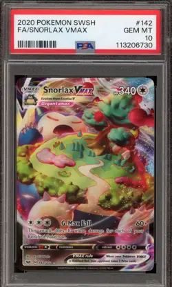 Pokemon Snorlax VMAX Sword & Shield Full Art #142 PSA 10 Gem Mint - Image 1