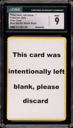 Pokemon "This Card Left Blank" Filler Card Blue Border CGC 9 Mint - Image 1
