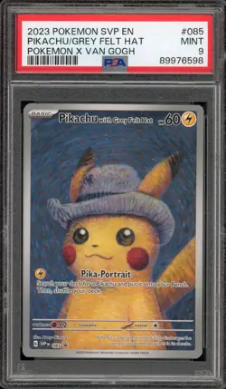 Pokemon Pikachu with Grey Felt Hat Van Gogh Full Art Promo SVP EN 085 PSA 9 Mint - Image 1