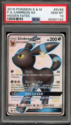 Pokemon Umbreon GX Hidden Fates Full Art #SV69 PSA 10 Gem Mint - Image 1