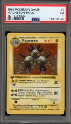 Pokemon Magneton Base Set Shadowless 1st Edition Holo Rare #9 PSA 5 - Image 1