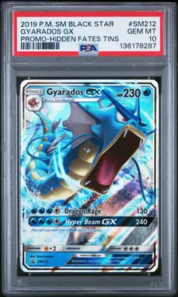 2019 POKEMON SM BLACK STAR PROMO HIDDEN FATES TINS #SM212 GYARADOS GX PSA 10 - Image 1