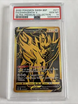 PSA 10 GEM MINT ZAMAZENTA V SWSH077 PROMO Gold Pokemon - Image 1