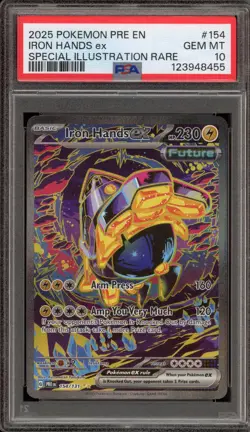 Pokemon Iron Hands ex Prismatic Evolutions Special Illustration Rare #154 PSA 10 - Image 1