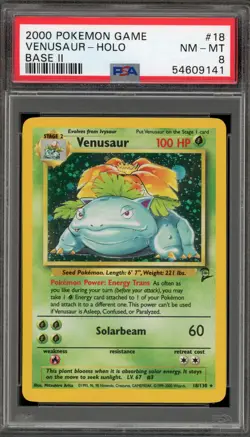 Pokemon Venusaur Base Set 2 Holo Rare #18 PSA 8 - Image 1