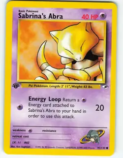 Sabrina's Abra - 1st Edition - 91/132 Gym Heroes- WOTC - Pokemon TCG - 2000 - Image 1