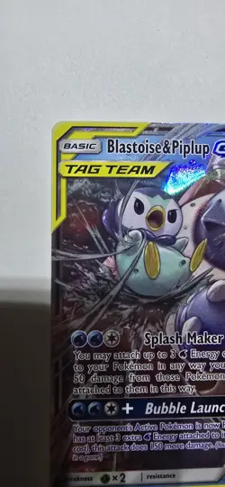 Pokemon TCG Blastoise & Piplup GX TAG TEAM Ultra Rare Holo Sm-Cosmic Eclipse 38… - Image 2