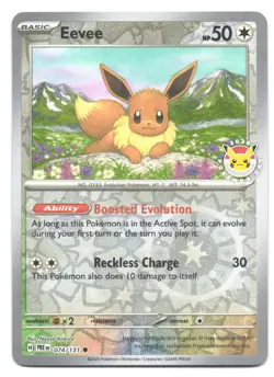 Eevee 074/131 Pikachu Stamp Promo Pokemon Day 2025 Prismatic Reverse Holo Card - Image 1