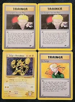 Lt. Surge's Electabuzz 27/132 Gym Heroes Pokemon TCG w/ Rare Trainer Cards (4) - Image 1