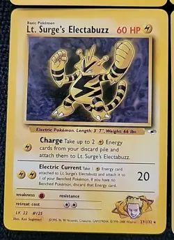 Lt. Surge's Electabuzz 27/132 Gym Heroes Pokemon TCG w/ Rare Trainer Cards (4) - Image 2