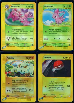 Pokemon AQUAPOLIS - 4 Reverse Holo Card Bundle - Mankey Voltorb Nidoran Nidorino - Image 1