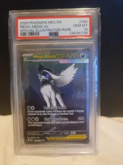 2025 Pokemon Mega Evolution 180 Mega Absol ex Special Illustration Rare PSA 10 - Image 2