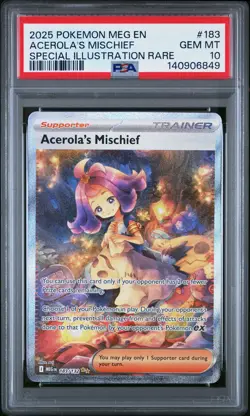 2025 POKEMON MEG EN-MEGA EVOLUTION #183 ACEROLA'S MISCHIEF PSA 10 - Image 1