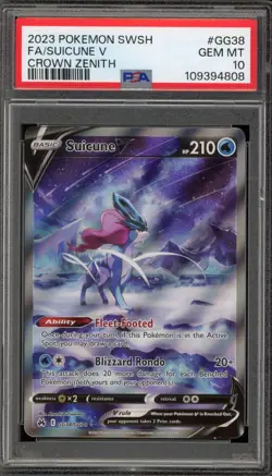 Pokemon Suicune V Crown Zenith Galarian Gallery Full Art #GG38 PSA 10 Gem Mint - Image 1