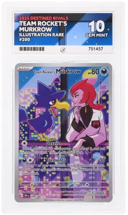 Murkrow 200/182 Ace 10 Destined Rivals Pokemon Card Graded Illustration Rare - Image 1