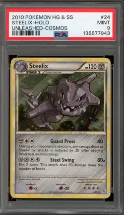 Pokemon Steelix Unleashed Cosmos Holo Rare #24 PSA 9 Mint - Image 1