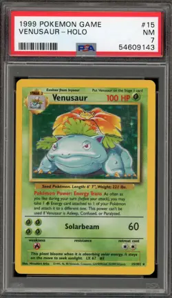Pokemon Venusaur Base Set Unlimited Holo Rare #15 PSA 7 - Image 1