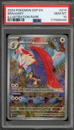 Pokemon Braviary Surging Sparks Illustration Rare #214 PSA 10 Gem Mint - Image 1