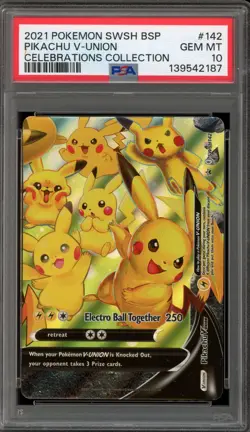 Pokemon Pikachu V-Union Celebrations Coll. Holo Promo SWSH142 PSA 10 Gem Mint - Image 1